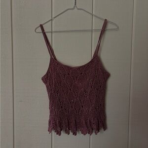 Vintage Maria Grachvogel Crochet Beaded Top in Pink Size M